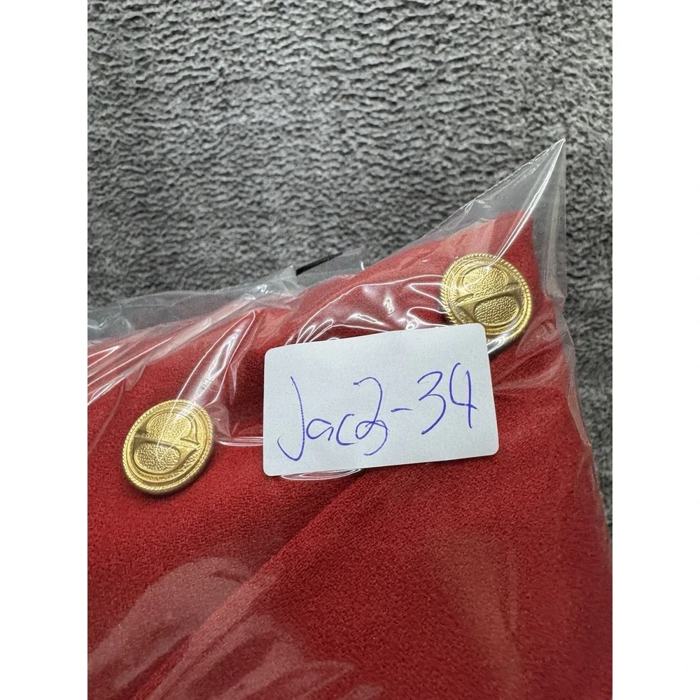 Vintage Christian Dior Red Double Breasted Blazer‎ Jacket Gold Logo Buttons